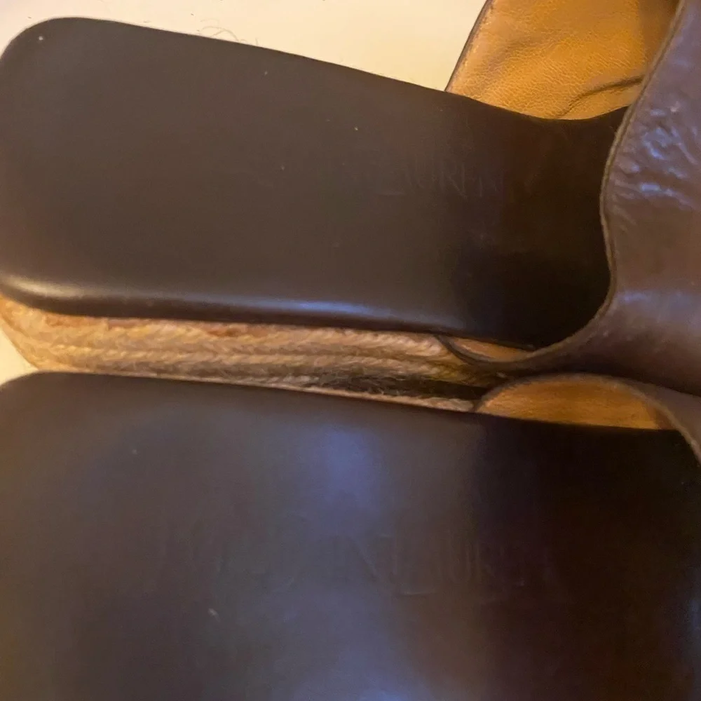 Yves Saint Laurent brown leather espadrille mules.  Size 7